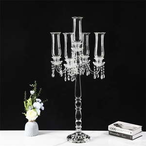 Porte-bougie en <span class=keywords><strong>cristal</strong></span> cylindrique décoratif de table de mariage, style bohème tendance, base épaisse en verre de 43 pouces, conique, fait à la main - Product Image 1