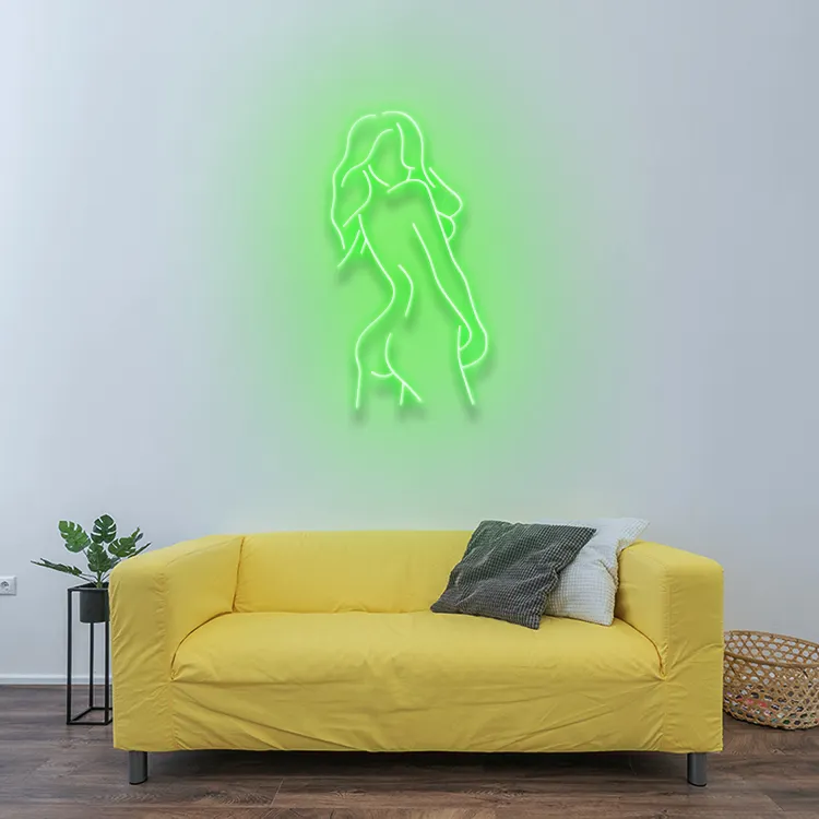 شعار الحائط الفتاه 24 بوصة شعار نيون اضاءة دعائية مخصص LED شعار نيون