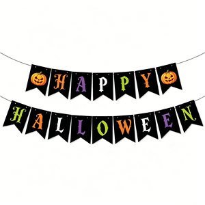 Nuove decorazioni per feste di Halloween con striscioni a tema zucca e <span class=keywords><strong>Batman</strong></span>, riutilizzabili, in carta, per interni ed esterni - Product Image 4