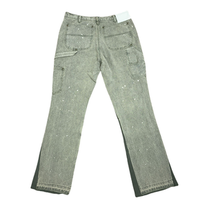 Jeans de Hombre con Corte en Contraste de Color, Estilo Retro con Salpicaduras de Pintura, Jeans Desgastados con Parches, Estilo Cargo - Product Image 2