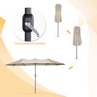 Parasol géant de jardin en acier inoxydable robuste, imperméable, avec éclairage solaire LED pour piscine, terrasse extérieure, hôtel