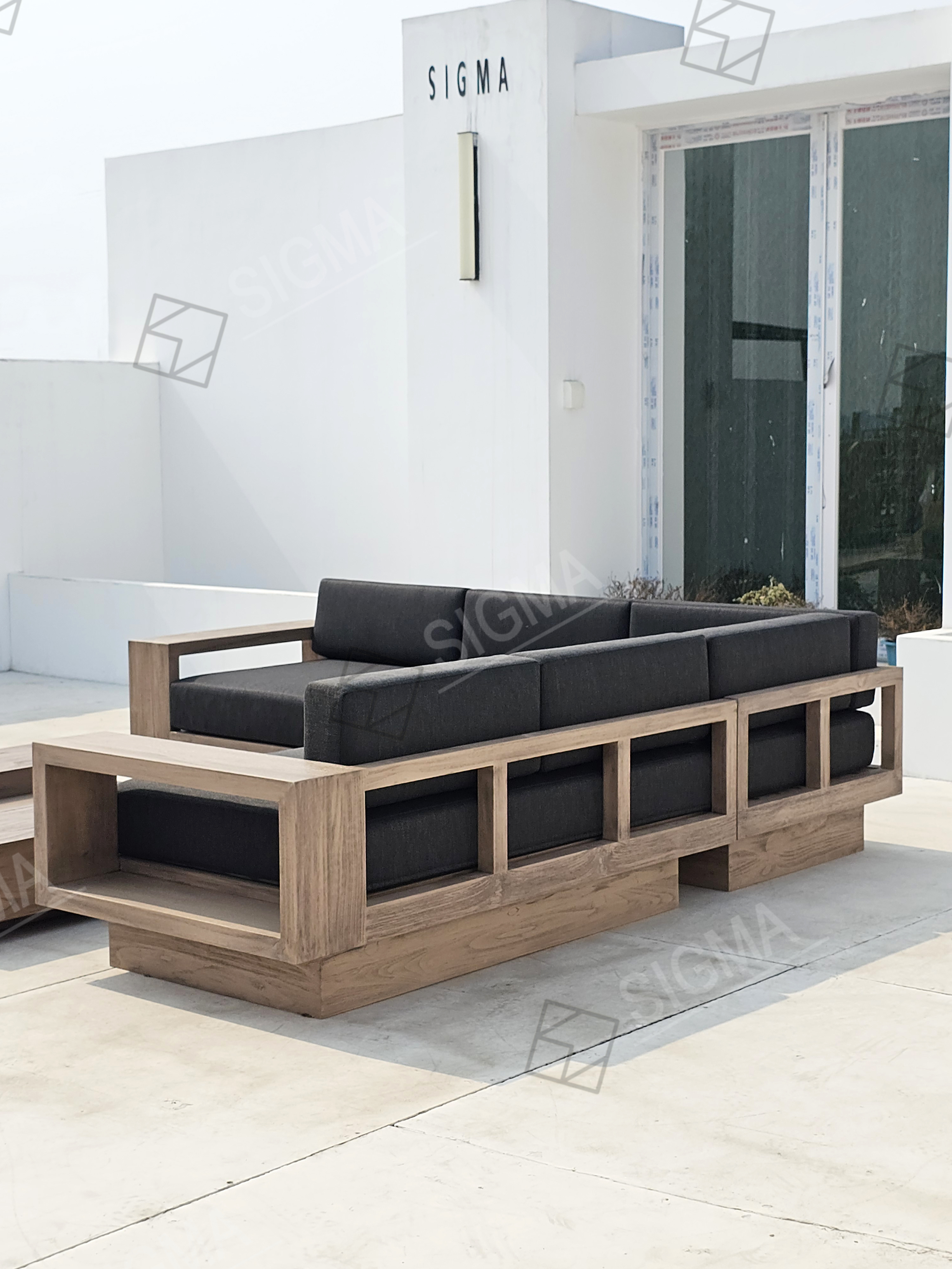 2025 Jinhua Sigma Custom Modern Teak Outdoor Furniture Luxury Patio Sofa Set for Courtyards Exteriors-for Hotels Villas Parks