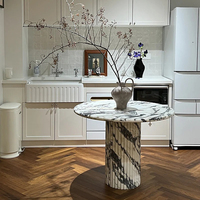 Table à manger ronde en marbre Calacatta Viola de Cammy Stone, design moderne, meubles en pierre naturelle pour hôtel, cuisine, salon
