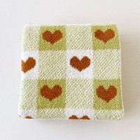 Plaid douillet en tricot à motif cœur moelleux, écologique, moderne, ultra doux, 100 % polyester, fil de plume, design à carreaux d'hiver