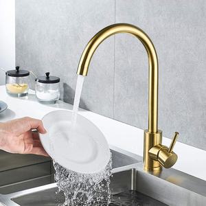 Wholesale Modern Stainless Steel Single Handle Kitchen Sink Faucets Customizable Hot Cold Water Mixer Taps Gold Processing - Product Image 4