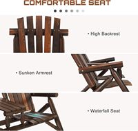 Banc en bois pour 2 personnes, table de terrasse en bois pour l'extérieur, canapé double adapté pour la terrasse, la pelouse, la piscine, le jardin