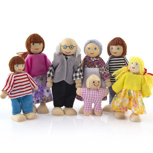 Maison de jeu de simulation pour enfants, ensemble de 7 poupées, avec 4 personnages mignons, pour jeu de rôle familial, en tissu, style chignon noir - Product Image 5