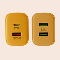 Pengisi Daya Cepat EU 65W Dual USB-C PD 3.0 Adaptor Dinding Kompak dengan Proteksi OTP/OVP Pengisi Daya Smartphone Tahan Api
