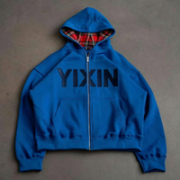Sweat à capuche unisexe en laine et coton épais de couleur unie, coupe ample, veste zippée d'hiver - Fabricant de vêtements personnalisés en gros