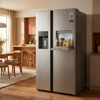 Réfrigérateur-congélateur côte à côte 606L avec distributeur d'eau et de glace, technologie BLDC Inverter Multi Air Cooling pour villas, hôtels et maisons d'hôtes, 50Hz