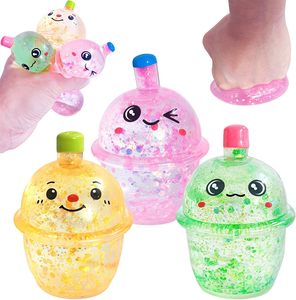 ของเล่นบีบมือรูปแก้วชานมสำหรับเด็กและผู้ใหญ่ ของเล่นบีบคลายเครียด รางวัลในห้องเรียน ของชำร่วยงานปาร์ตี้ ของเล่นบีบ TPR คืนรูปช้า - Product Image 1