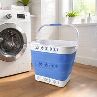 Panier à linge pliable classique rectangulaire 40L en plastique avec poignées, portable et peu encombrant – Meilleure vente
