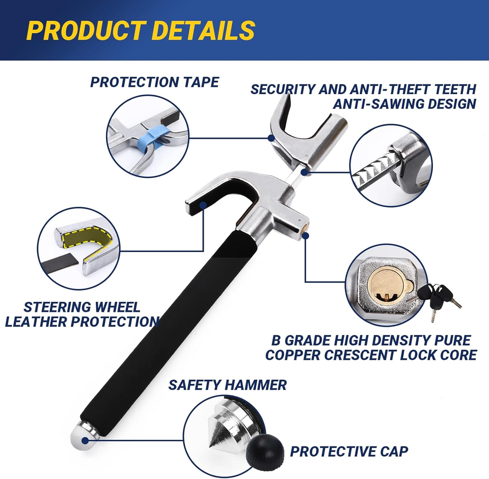 Zhenzhi ZZ0688 Anti-Theft Steering Wheel Lock with Alarm - Car Security Device