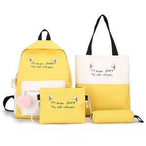 Conjunto de bolsos escolares para mujer, mochila para ordenador portátil, impermeable, de negocios, para exteriores, deportiva, para viaje, 4 Uds.