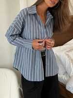 Vente en gros de vêtements pour femmes, veste cardigan à manches longues, style automne-hiver, chemise rayée pour femmes