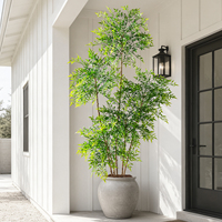 Arbre artificiel Nandina de 7 pieds, plante en bambou luxuriante, 800 feuilles, réaliste, pour décoration intérieure et extérieure, entrée, maison, bureau, vente en gros