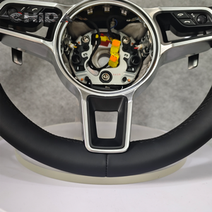 Volante Deportivo de Cuero Negro Estándar para Modelos Porsche Panamera Cayenne <span class=keywords><strong>Macan</strong></span> 718 911 918 997 991 970 971 Boxster Cayman - Product Image 5