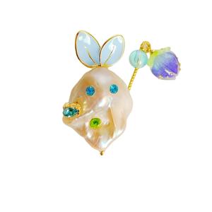 Colgante barroco de bola de fuego nuclear para mujer, collar con abalorio de perla Natural artesanal, sin cadena, venta al por mayor - Product Image 1