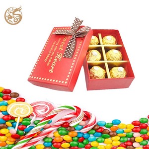 Lid and Base Chocolate Box Inside 6 Chocolate Candy Rbbion Chocolate Lid and Base Packaging Box with Logo Food Paper Board OEM