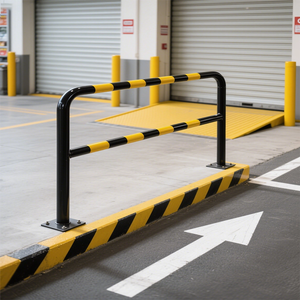 Barrière <span class=keywords><strong>de</strong></span> stationnement <span class=keywords><strong>de</strong></span> voiture en forme <span class=keywords><strong>de</strong></span> U, protection contre les collisions montée en surface jaune, borne fixe en acier <span class=keywords><strong>pour</strong></span> la sécurité routière - Product Image 2