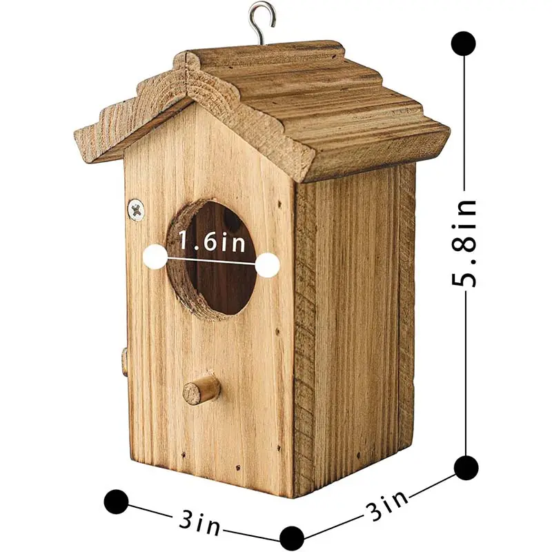 Wooden Hummingbird House for Outdoor Hanging of Bird Nests Outdoor Bird House - Made of Pine Wood