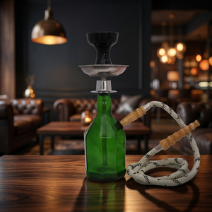 Cachimba Francesa Verde de Tipo Recto con Acabado Lacado, de Metal y Vidrio, por Chaman India - Product Image 2