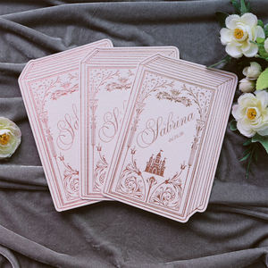 Cartes d'invitation de <span class=keywords><strong>mariage</strong></span> personnalisées en forme de livre en velours avec un design de château pour les mariages et les fêtes d'anniversaire, <span class=keywords><strong>papeterie</strong></span> - Product Image 5