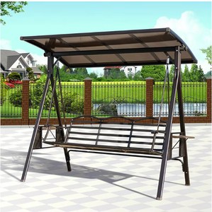 Dondolo da Esterno Moderno a 3 Posti in Policarbonato con Telaio in Ferro Battuto, Cuscini <span class=keywords><strong>Super</strong></span> Confortevoli e Impermeabili per Giardino e Spiaggia - Product Image 2