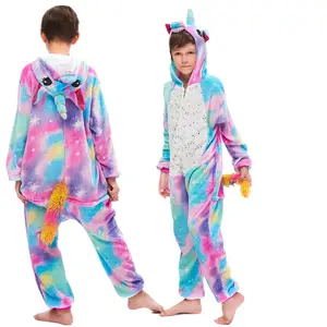 Pijamas unissex infantis de inverno, pijama roxo com estampa de animais 100% poliéster