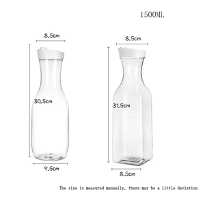 1500ml/50oz Leakproof Flip Top Juice <b>Water</b> Bottle Round/Square Shape Plastic Material Modern Design for Camping & Cold Beverages - Product Image 4
