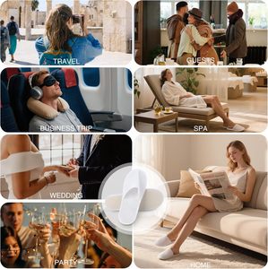 Pantoufles de spa en velours à bout fermé, jetables, taille unique pour hommes et femmes, pour hôtel, maison, invités, pantoufles blanches antidérapantes - Product Image 6