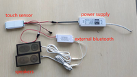 Cermin LED Gigi Biru, Sakelar Sensor Defogger Tahan Lama, Cermin Speaker Bluetooth, Sensor Sentuh Gigi Biru