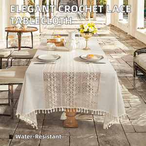 Crochet Hollow Lace <b>Table</b> Cloth Customized Polyester Cotton Blend Wedding Home Outdoor <b>Table</b> <b>Cover</b> OEM Manufacturer - Product Image 2