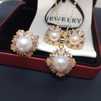 SHDIYAYUN Vente en gros de parures de bijoux en perles d'eau douce naturelles avec incrustation de zircon luxueuse et design élégant