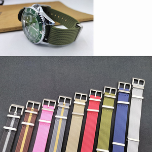Lionorm 사용자 정의 브레이드 골지 나일론 시계 스트랩 18mm 20mm 22mm 단일 패스 본드 통기성 손목 스트랩 핑크 베이지 블랙 - Product Image 6