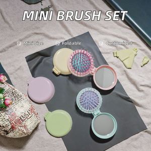 Compact Travel Cosmetic <b>Mirror</b> with Mini Hair Brush Set Folding Hairbrush and <b>Mirror</b> Comb for Women Small Hair Comb - Product Image 2