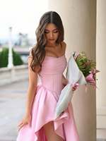 Robes de soirée Ruolai WL003 Glamorous Pink Strapless Asymmetrical Sleeveless Floor-Length