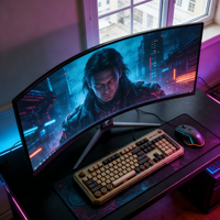 Moniteur incurvé 27 pouces 144Hz 1080P 2K QHD pour jeux vidéo, écran LCD, prise en charge de la personnalisation du logo OEM