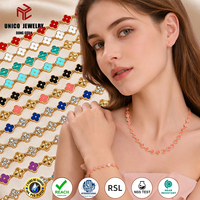 Bracelets en acier inoxydable plaqué or 18 carats PVD, ornés de strass en cristal brillant et de coquillages trèfle à quatre feuilles, bijoux tennis arc-en-ciel pour femme
