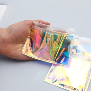Wholesale <b>Blank</b> PVC Hologram Plastic Packing Bag Customized Small Ziplock Jewelry Bags Without Printing Zipper Bag - Product Image 4