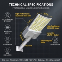 Lampe solaire LED de jardin en aluminium 200W avec télécommande, étanche IP66, éclairage grand angle trois côtés, batterie lithium-ion, garantie 3 ans