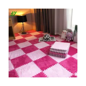 YIHEYI Factory Sale Interlocking Floor Mats Tiles Eva Puzzle Hairy Rug Washable Baby Play Mat Plush Carpet
