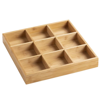 Plateau de rangement en bois pour bureau avec séparateurs pour collations, plateau à fruits, boîte à fruits secs en bois à quatre compartiments, plateau à thé à neuf compartiments