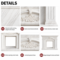 Cheminée en marbre blanc de Carrare classique BSA, sculptée à la main avec des motifs floraux en relief, pour la décoration intérieure de la maison et de la villa