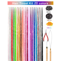 Fujia 48 Inch 22 Buah/set Aksesoris Rambut Lurus Tahan Panas Warna-warni untuk Pesta Peri, Set Alat Rambut Berkilau