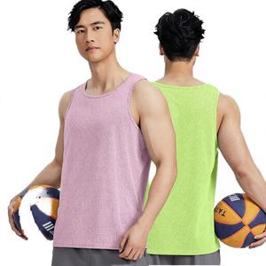 Débardeur de sport tricoté 100 % polyester pour homme, sans manches, pour la gym, la musculation, le fitness, la course à pied, broderie machine - Product Image 3