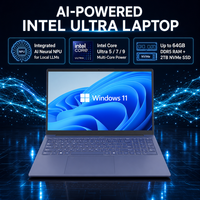 Ordinateur portable AI en métal flambant neuf de 15,6 pouces avec processeur Intel Ultra 5 7 9 225H 255H 285H, RAM DDR5, WIFI 6 et Thunderbolt