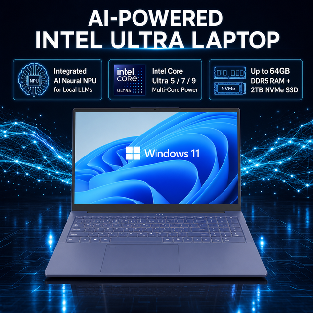 Brand New 15.6 Inch Intel Ultra 5 7 9 225H 255H 285H RAM DDR5 WIFI 6 Thunderbolt Metal Ordinateur Portable AI Laptop