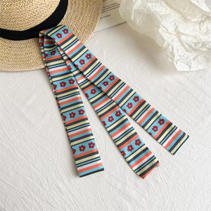 Elegante y <span class=keywords><strong>Dulce</strong></span> Pañuelo de Cuello a Rayas Florales para Mujer, Versátil, con Corazón Amarillo, Lazo Largo, Adorno Decorativo para el Cuello - Product Image 4
