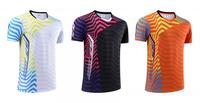 Jersey Badminton Custom Motif Zigzag Abu-abu Tua Ungu Sublimasi Cepat Kering Bernapas Kaos Olahraga Tim Tenis Meja
